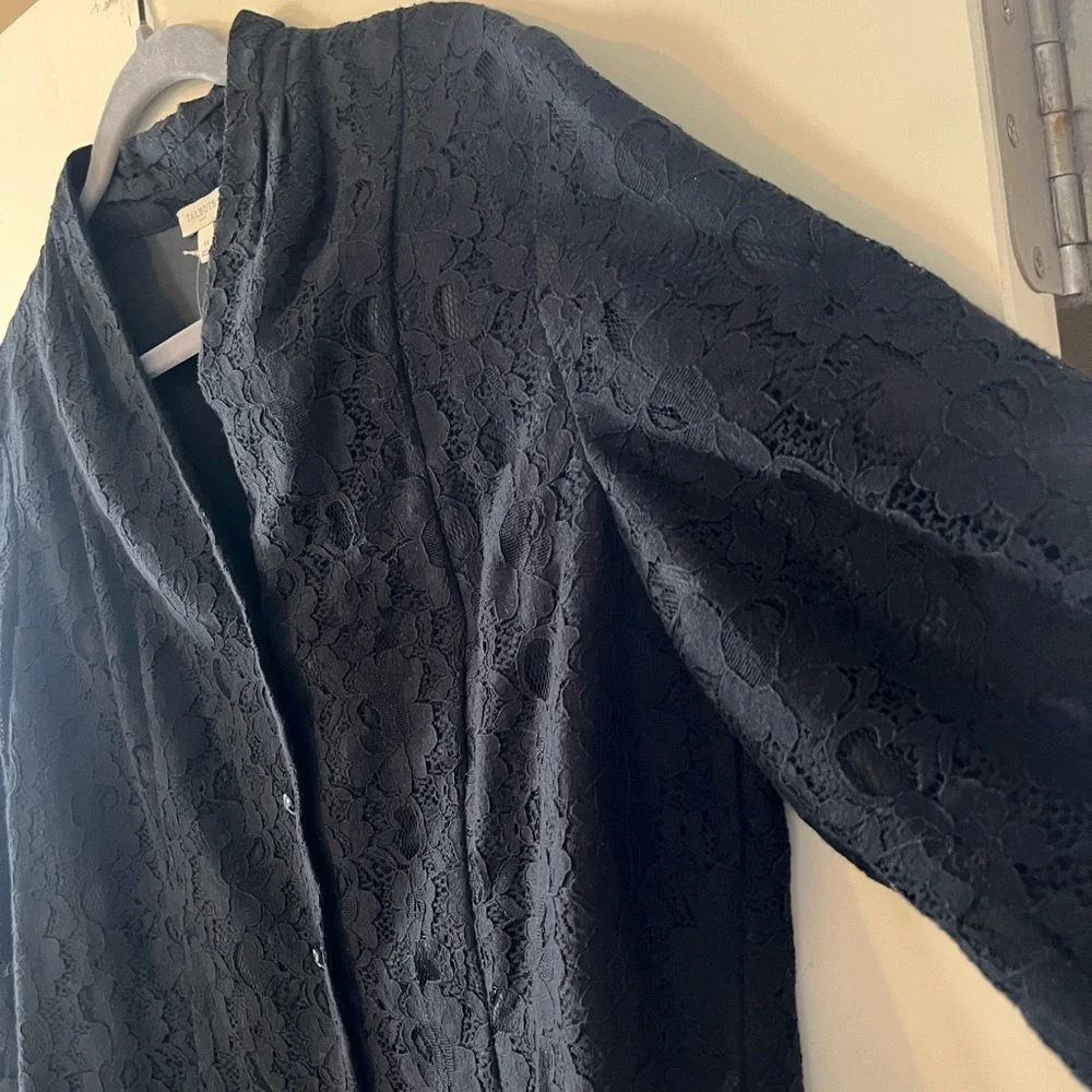 Talbots Black Lace Overlay Black Blazer Suit Jacket Women’s Size 14 - Picture 7 of 16